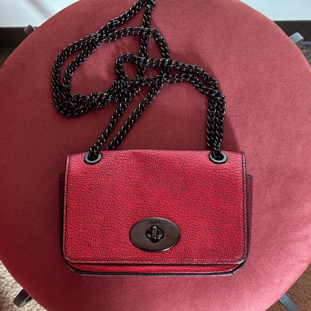 Coach Red Crossbody Bag with Chain Strap